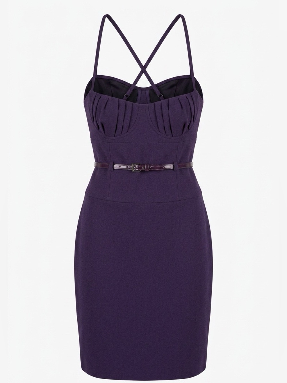 Black Halo Purple Spaghetti-Strap Sheath Dress
